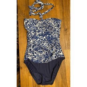 Lauren Ralph Lauren Small blue white swimsuit one piece